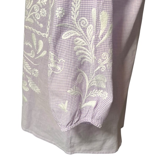 Johnny Was Orla Wander Embroidered Blouse Lavender White Bohemian Birds Size XS - Picture 14 of 16